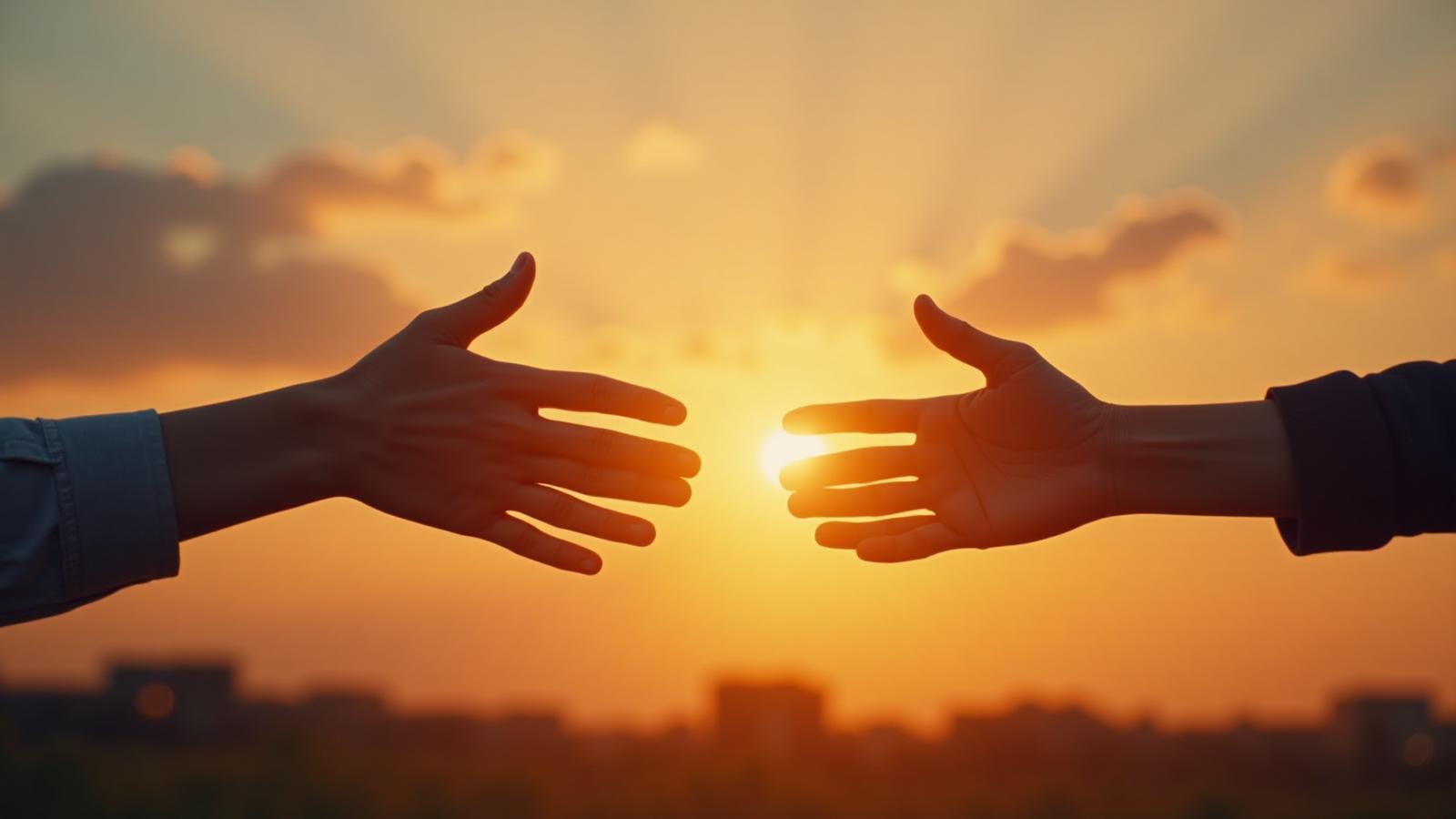 Hands reaching out in support representing compassionate bail bond service